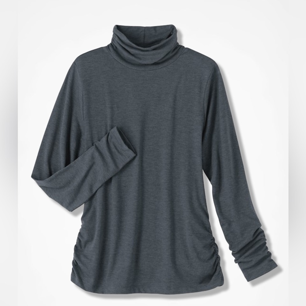 NWT Coldwater Creek Turtleneck PrimaKnit M Charcoal